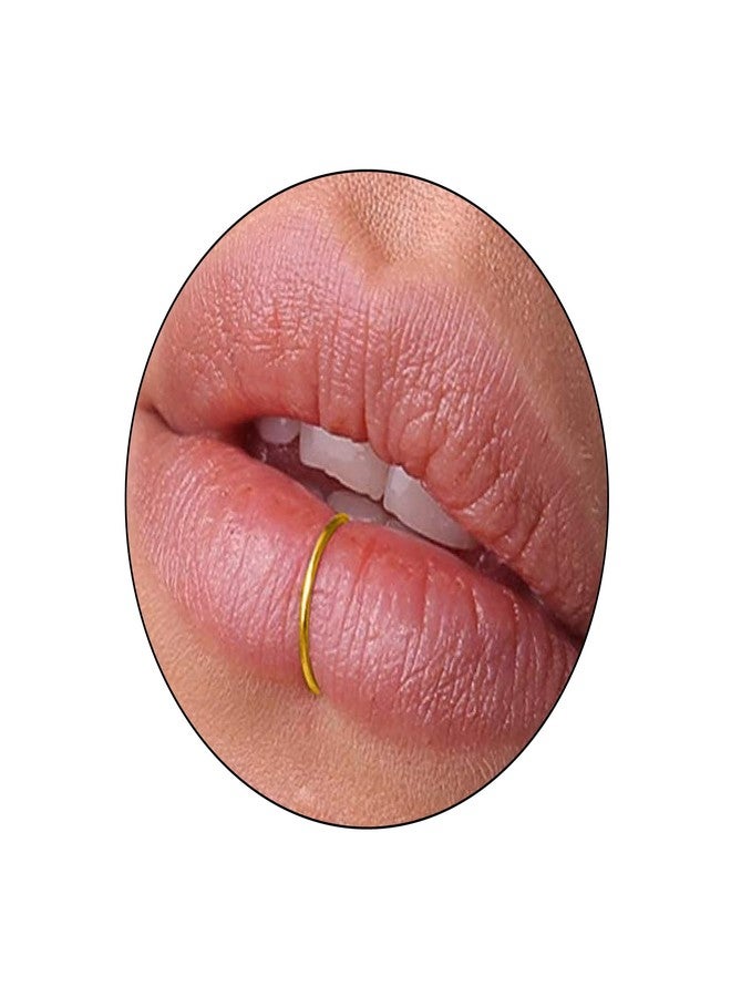 biliboom Fake Lip Ring - 20 Gauge 14k Gold Filled Clip On Lip Piercing No Piercing Needed - Clip On Gold Lip Cuff - Fake Lip Piercing Jewelry- Comes In Gift Packaging - Image 1